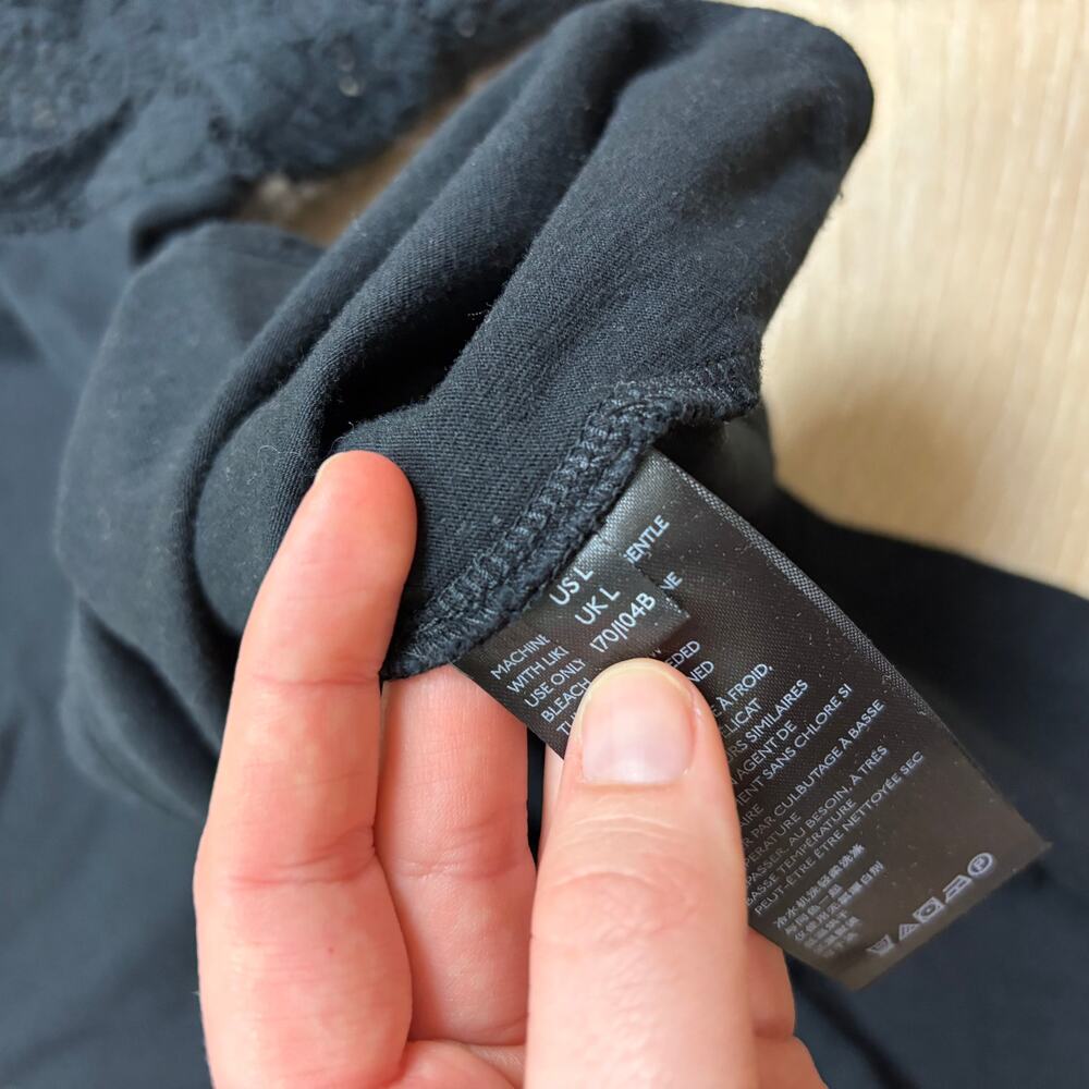 Anthropologie Lace Sleeve Blouse Women’s‎ L Color Black - Picture 5 of 7